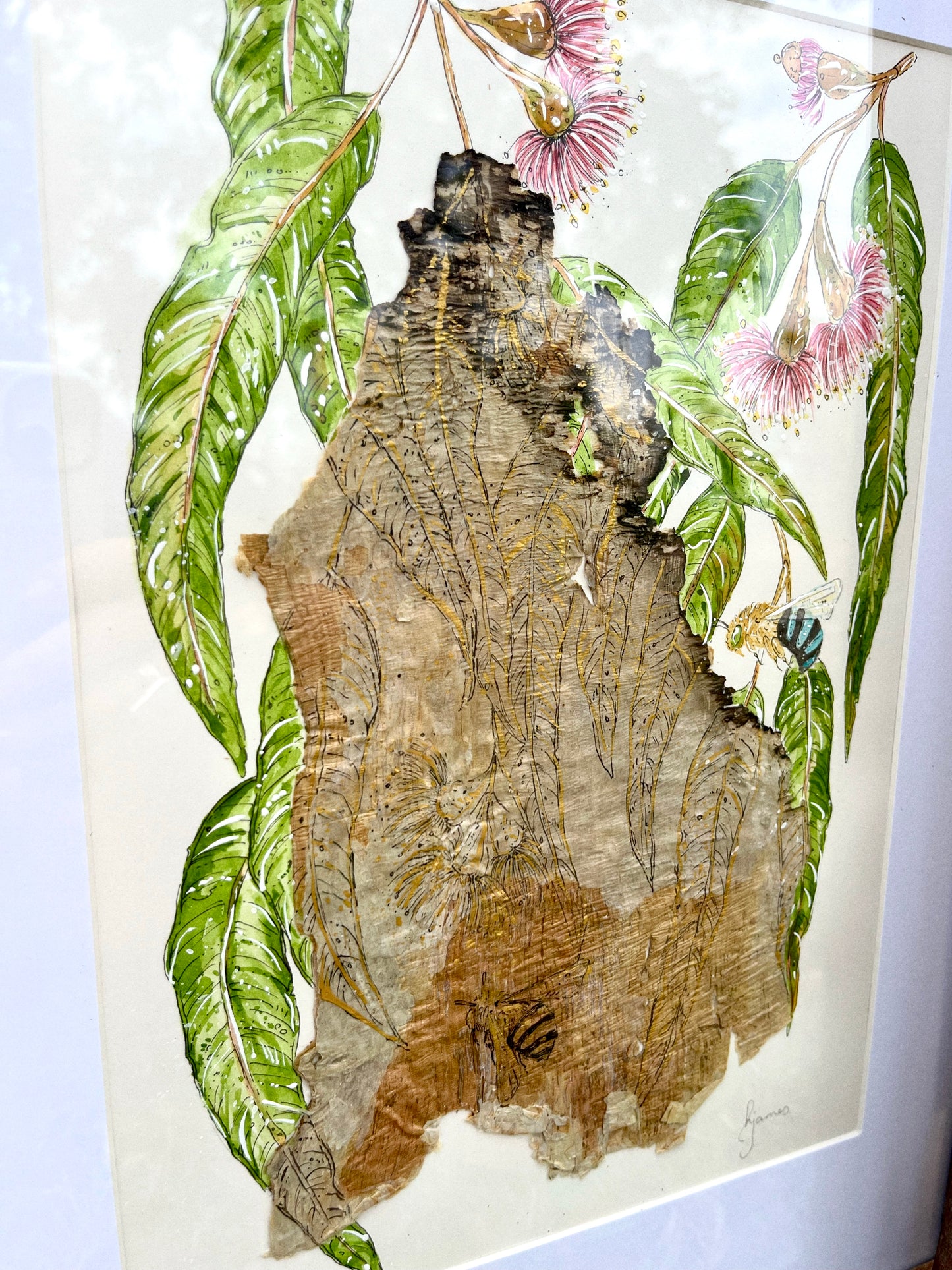 ‘The Nectar Keepers’ | Original Watercolour & Paperbark Artwork