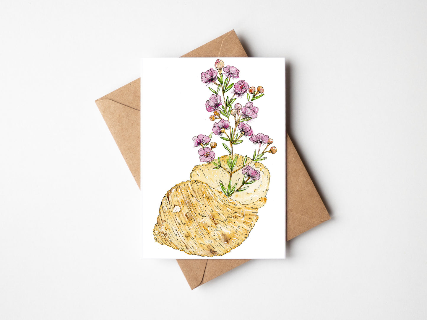 Painted Feather Flower Greeting Card