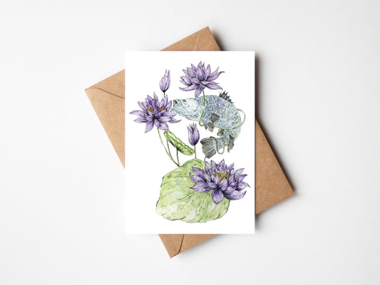 Barramundi & Water Lily Greeting Card