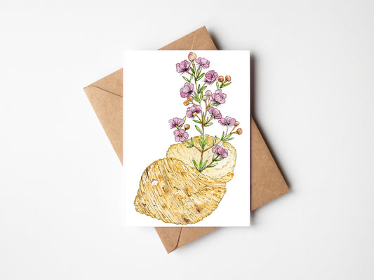 Painted Feather Flower Greeting Card