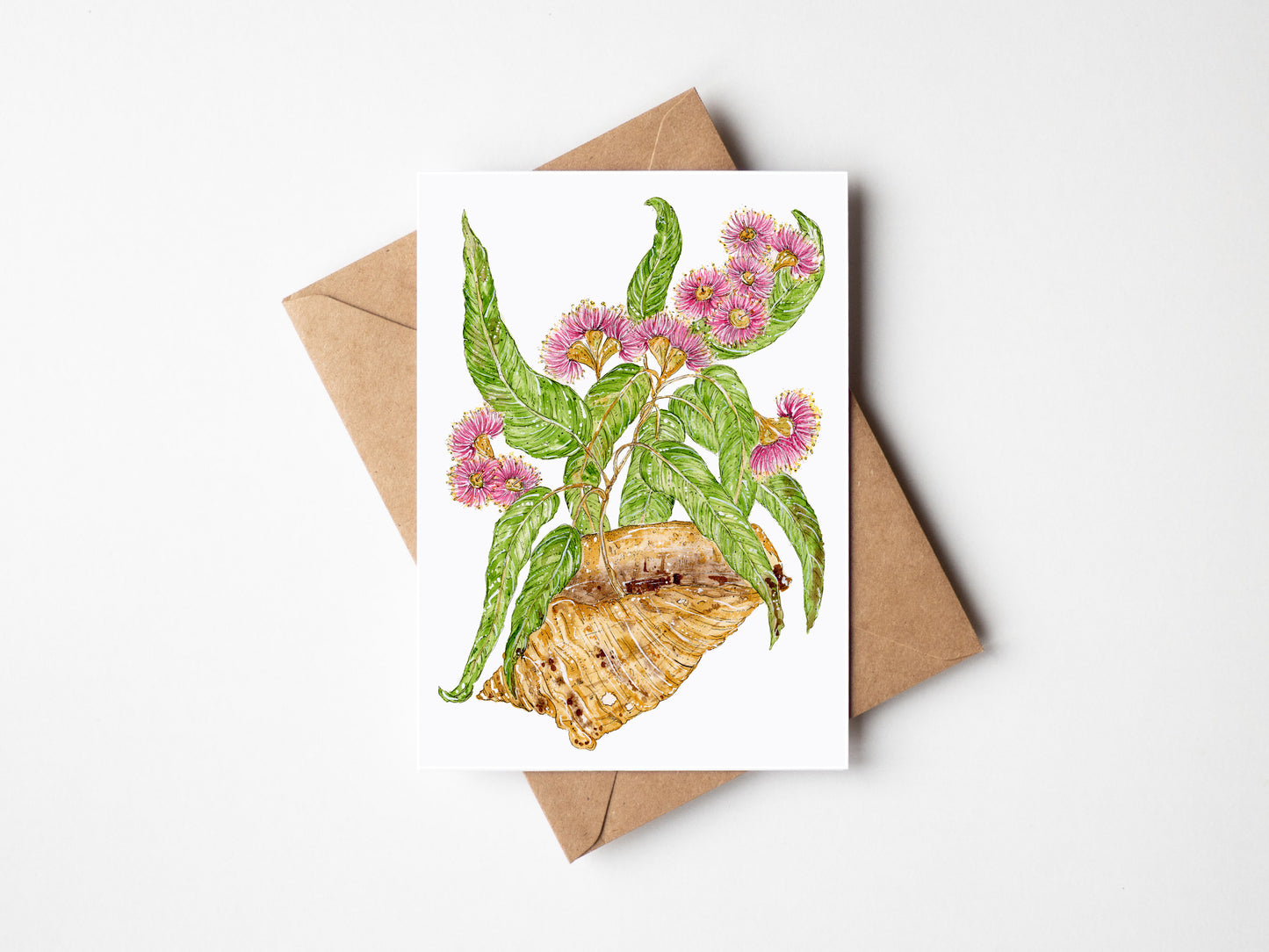 Flowering Gums and Shell Greeting Card