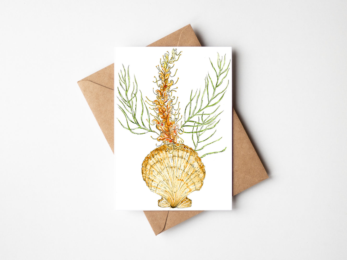 Honey Grevillea & Scallop Greeting Card