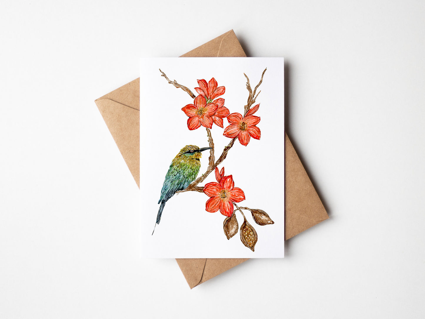 Rainbow Bee Eater & Kurrajong Flowers Greeting Card