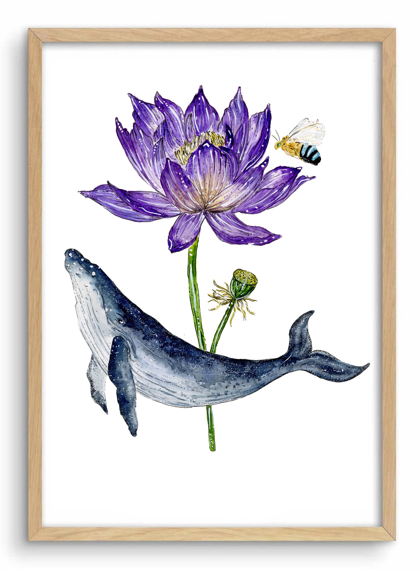 Whale, Lotus and Blue Bee